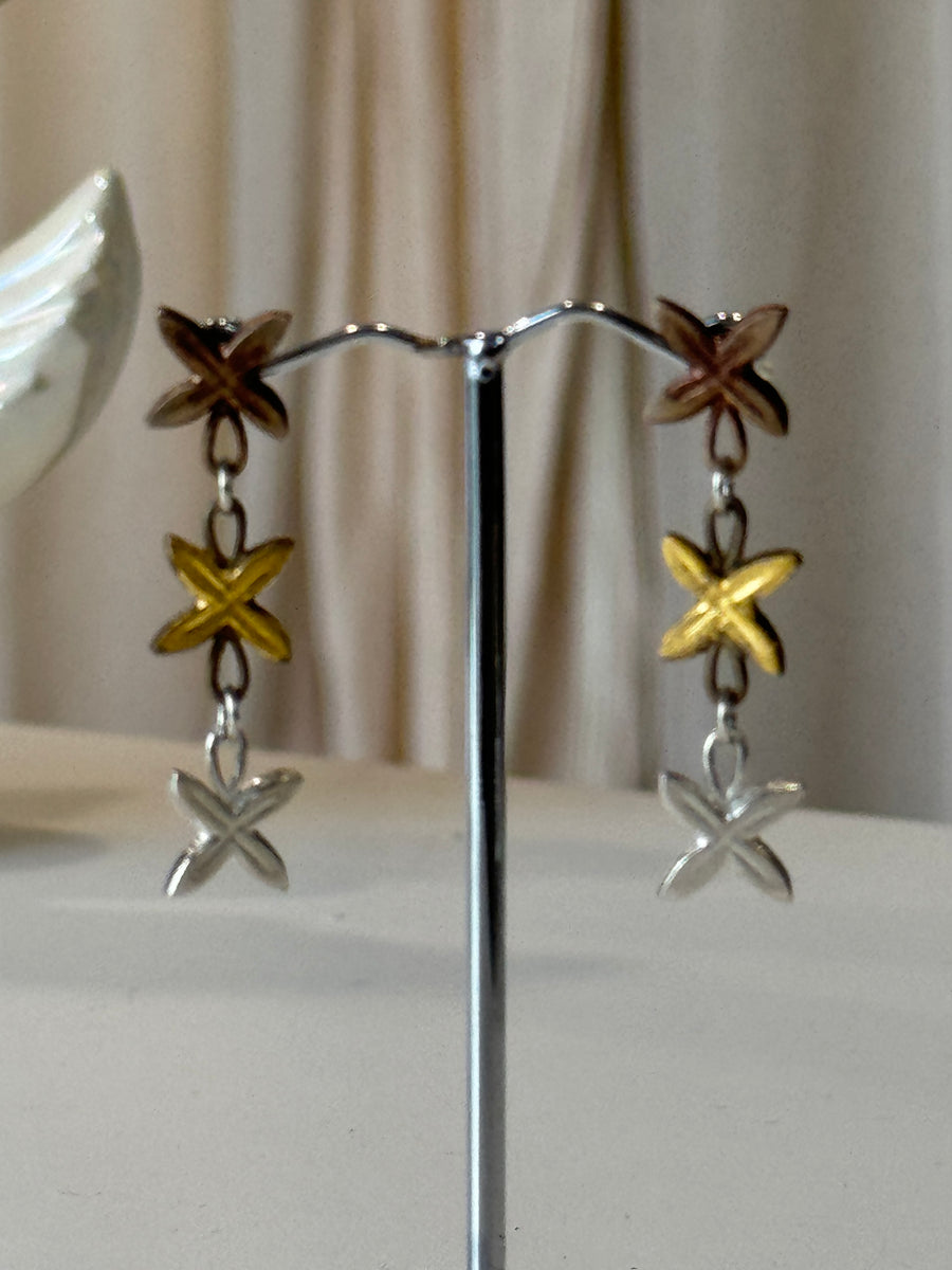 Triple Frangipani Earrings | Multi Met