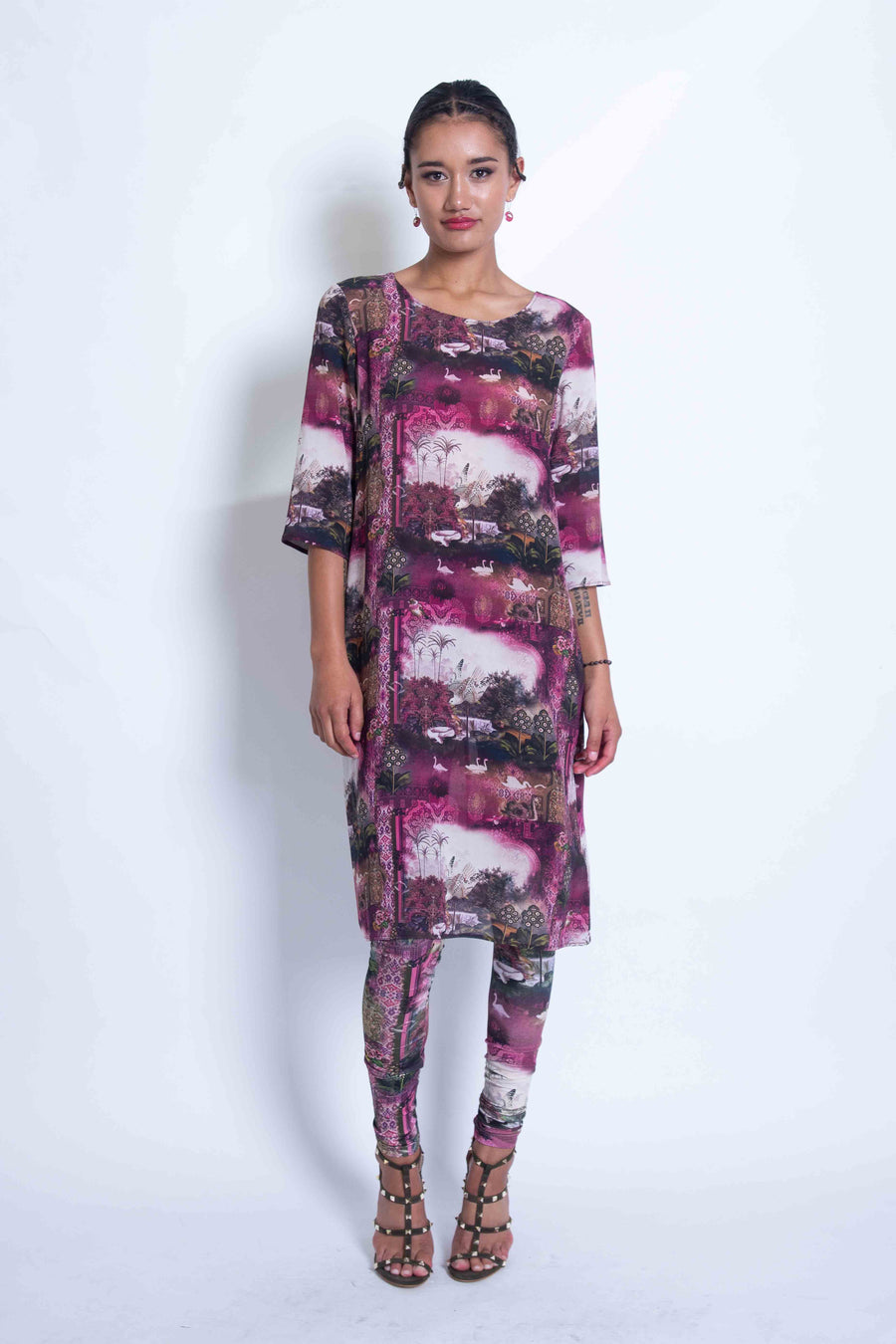 Sheryl May Magenta Silk Shift Dress