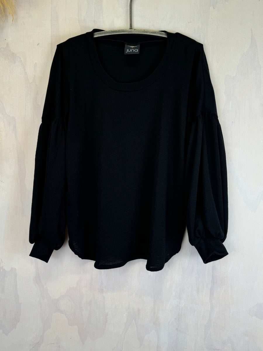 Juna Demelza Top | Black Merino