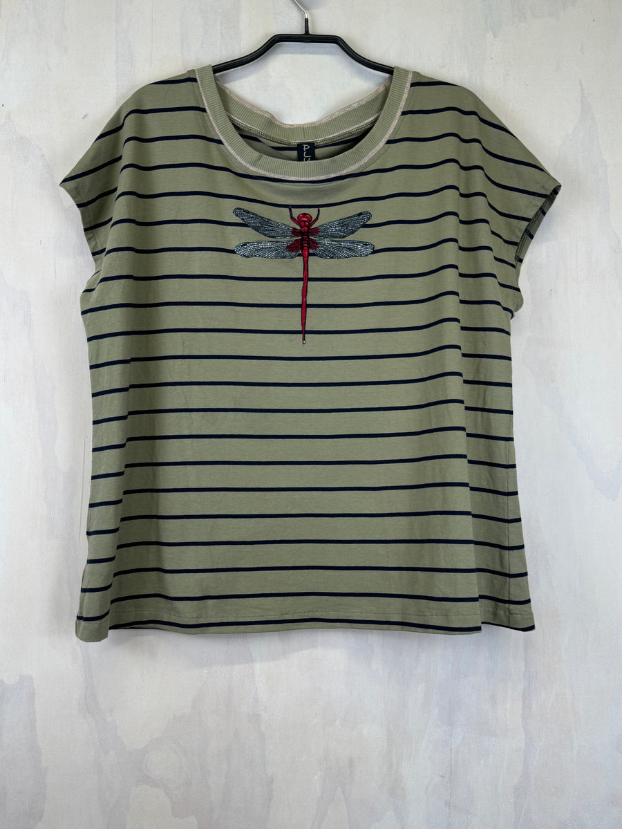 Pluto Alice T | Olive/Navy Stripe Dragonfly