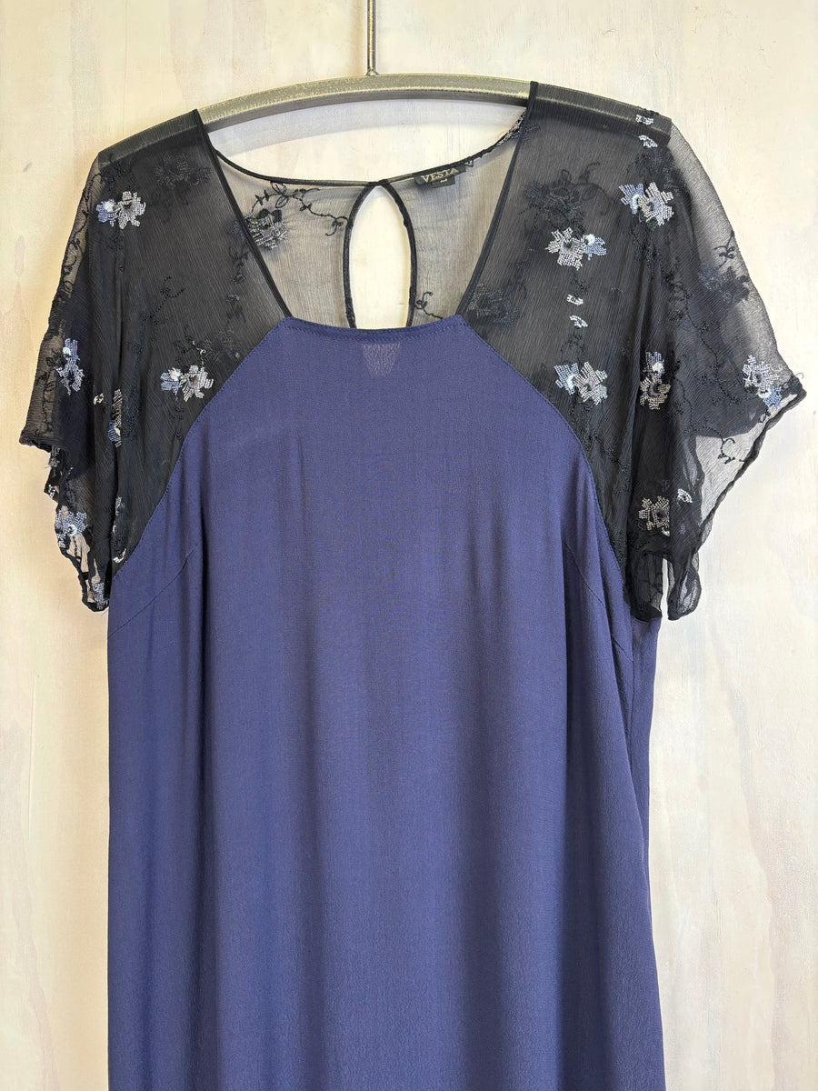 Vesta Mezzo Maxi Dress -  Indigo and Silk