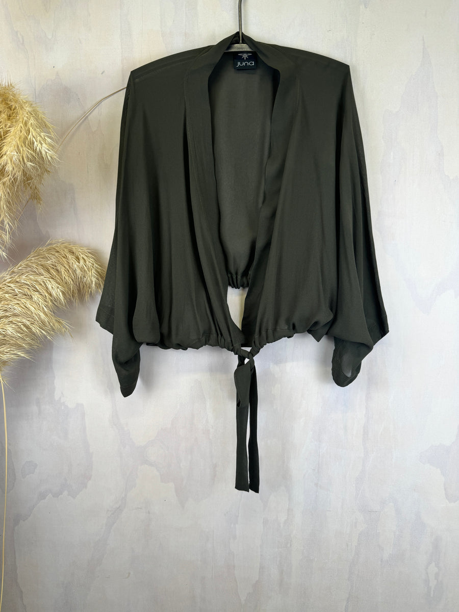 Juna Tie Crop Kimono Jacket | Ngāhere Green