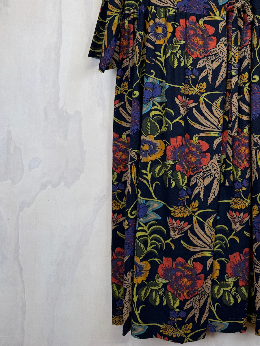 Pluto Wrap Dress - Navy Floral
