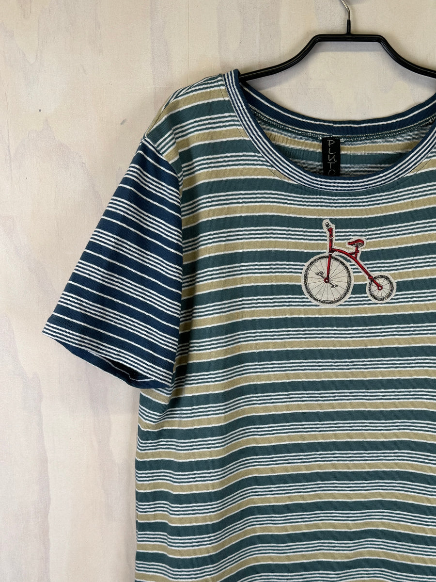 Pluto T Shirt | Green Stripe Bicycle