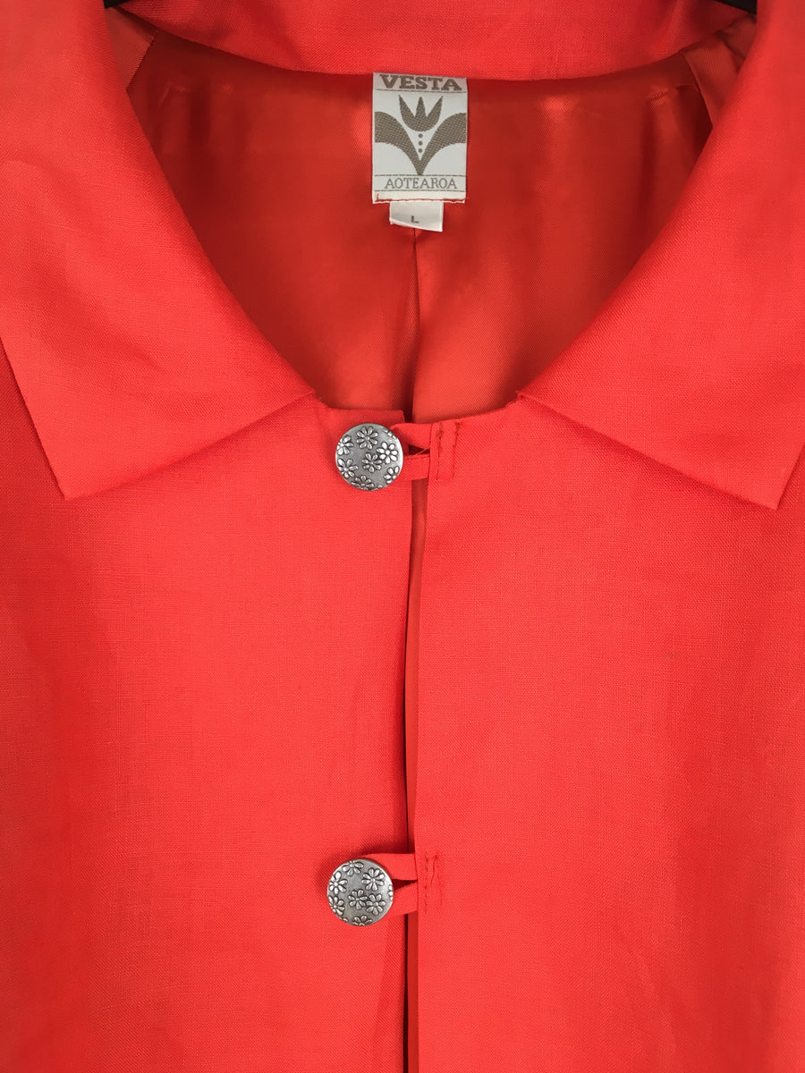 Vesta Summer Jacket - Orange Linen
