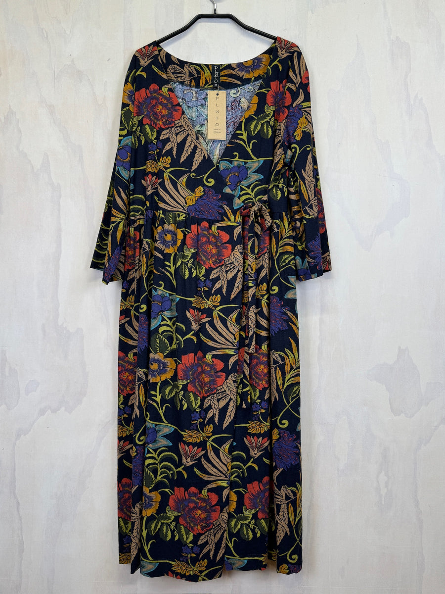 Pluto Wrap Dress - Navy Floral