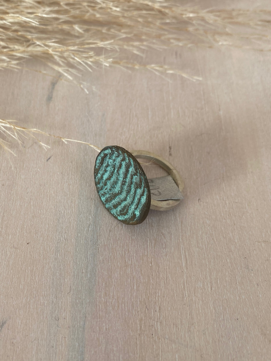 Verdigris Ripple Ring - Oxidized sterling silver