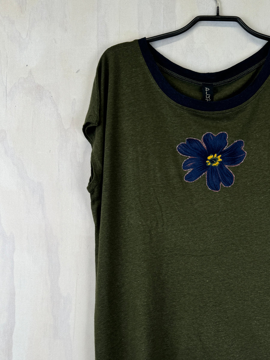 Pluto Alice T |  Olive Bamboo Navy Flower