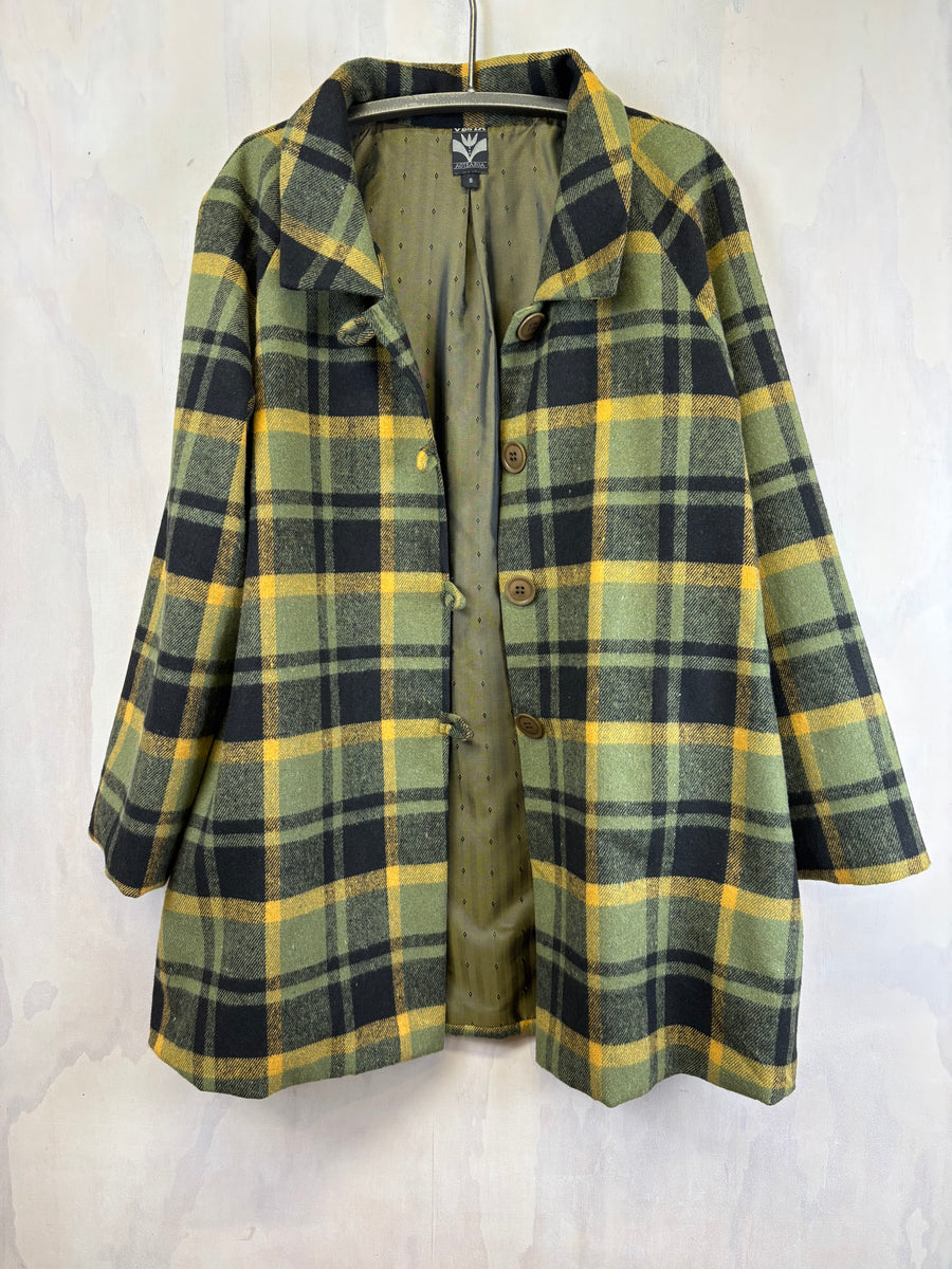 Vesta Winter Pea Coat  - Amber and sage check