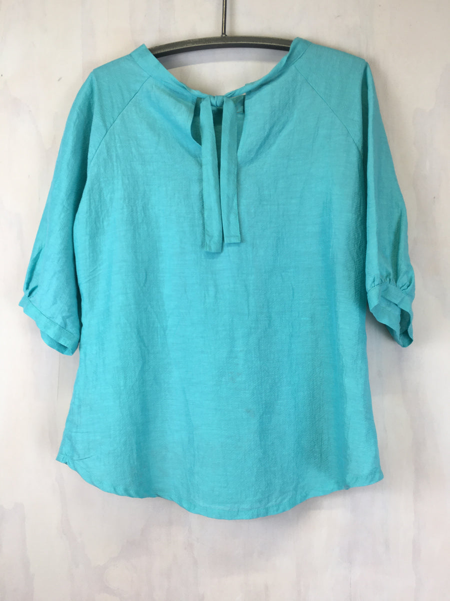 Vesta Ruffle Pleat Top - Aqua