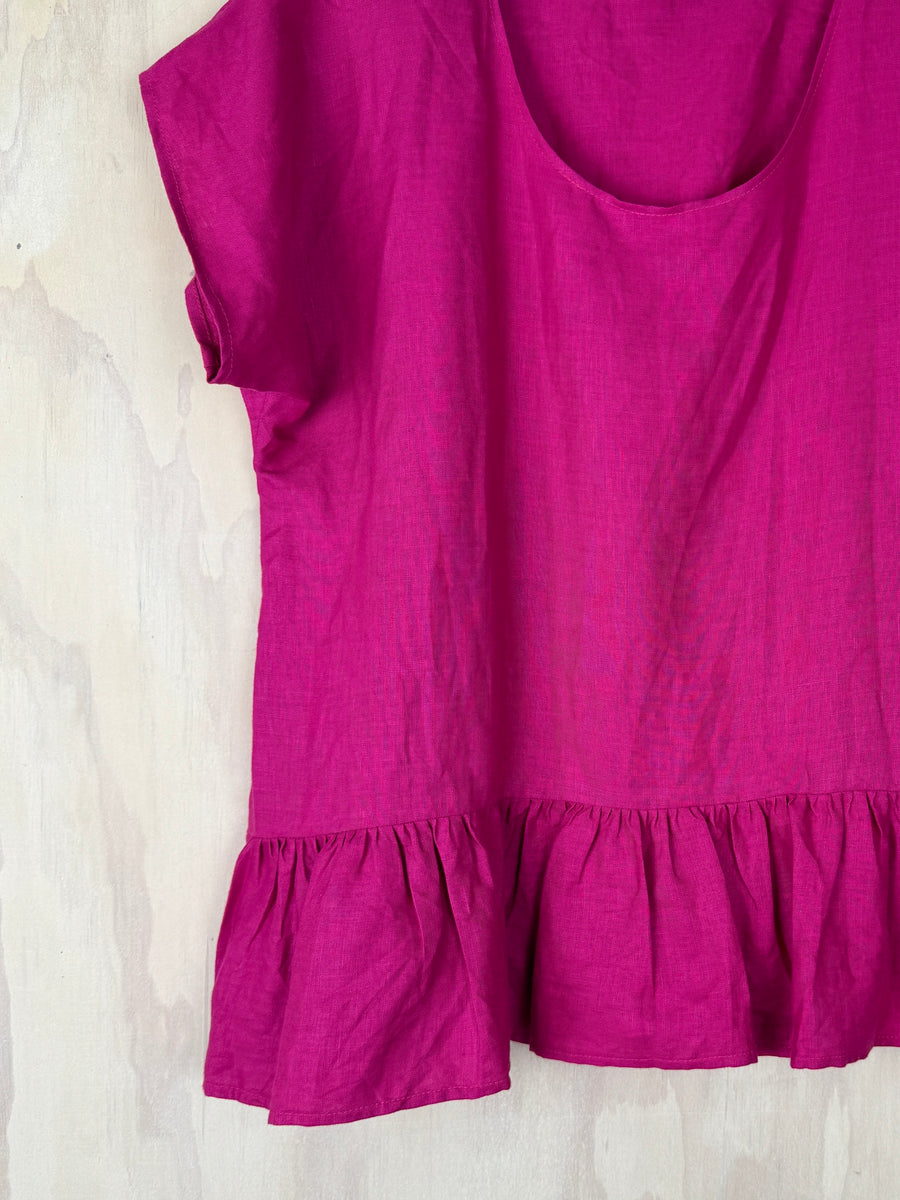 Juna Rufrill Top | Fucsia Linen