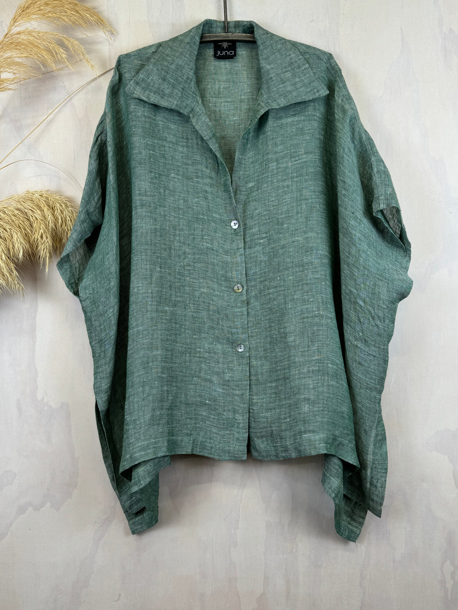 Juna Slit Shirt | Forest Linen