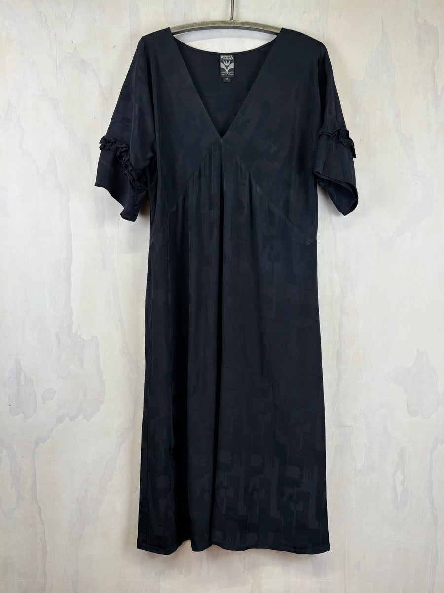 Vesta  Ruffle Virginia Dress - Noir