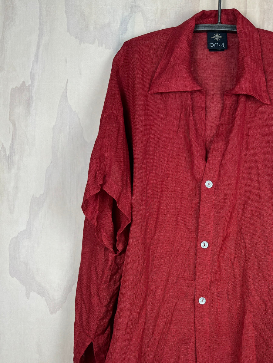 Juna Slit Shirt | Rouge  Linen Gauze