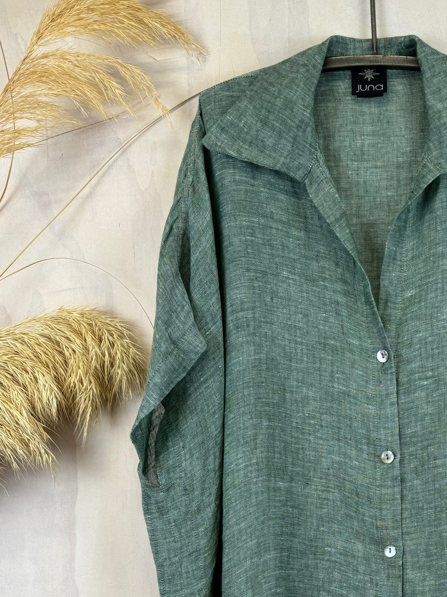Juna Slit Shirt | Forest Linen