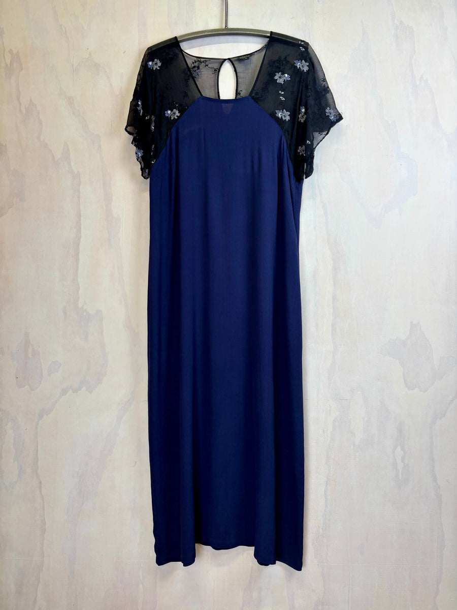 Vesta Mezzo Maxi Dress -  Indigo and Silk