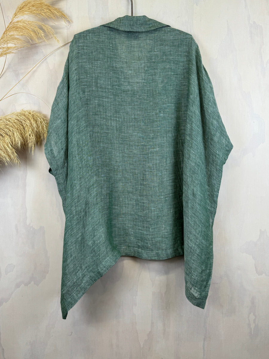 Juna Slit Shirt | Forest Linen