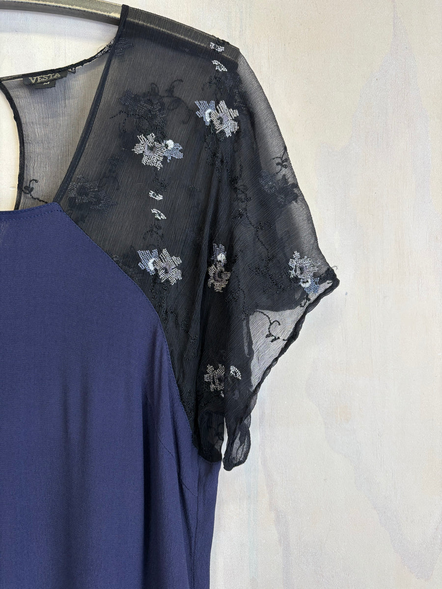 Vesta Mezzo Maxi Dress -  Indigo and Silk