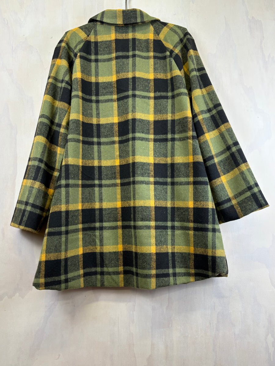 Vesta Winter Pea Coat  - Amber and sage check