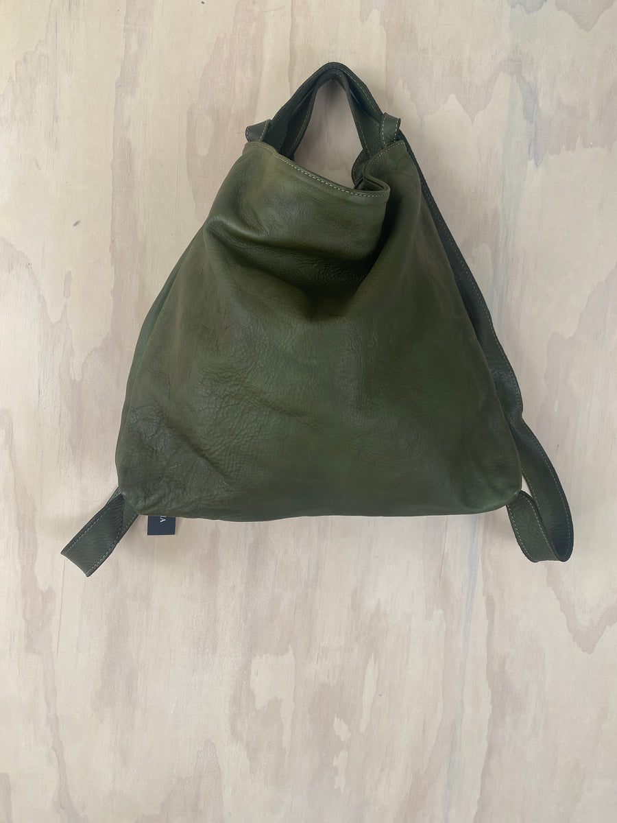 Leather Back Pack - Olive