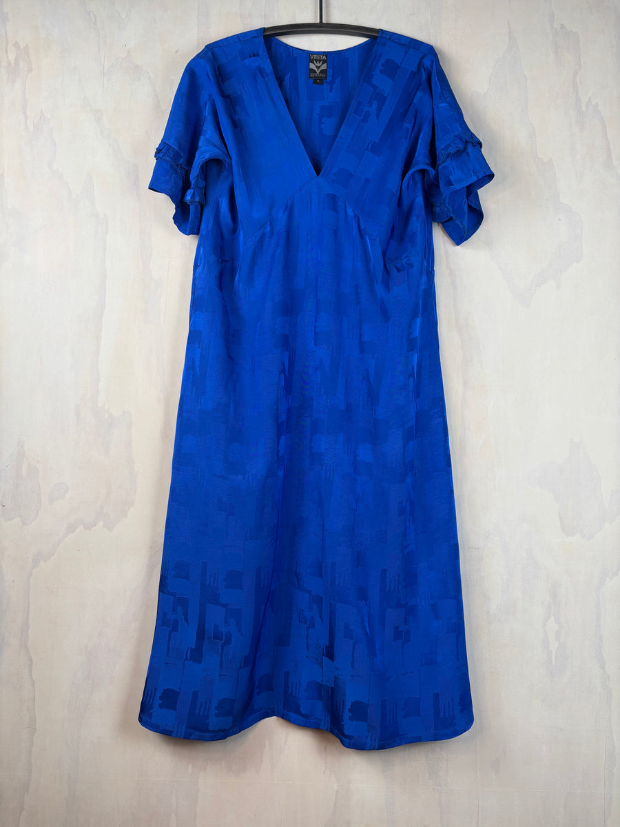 Vesta  Ruffle Virginia Dress - Cobalt