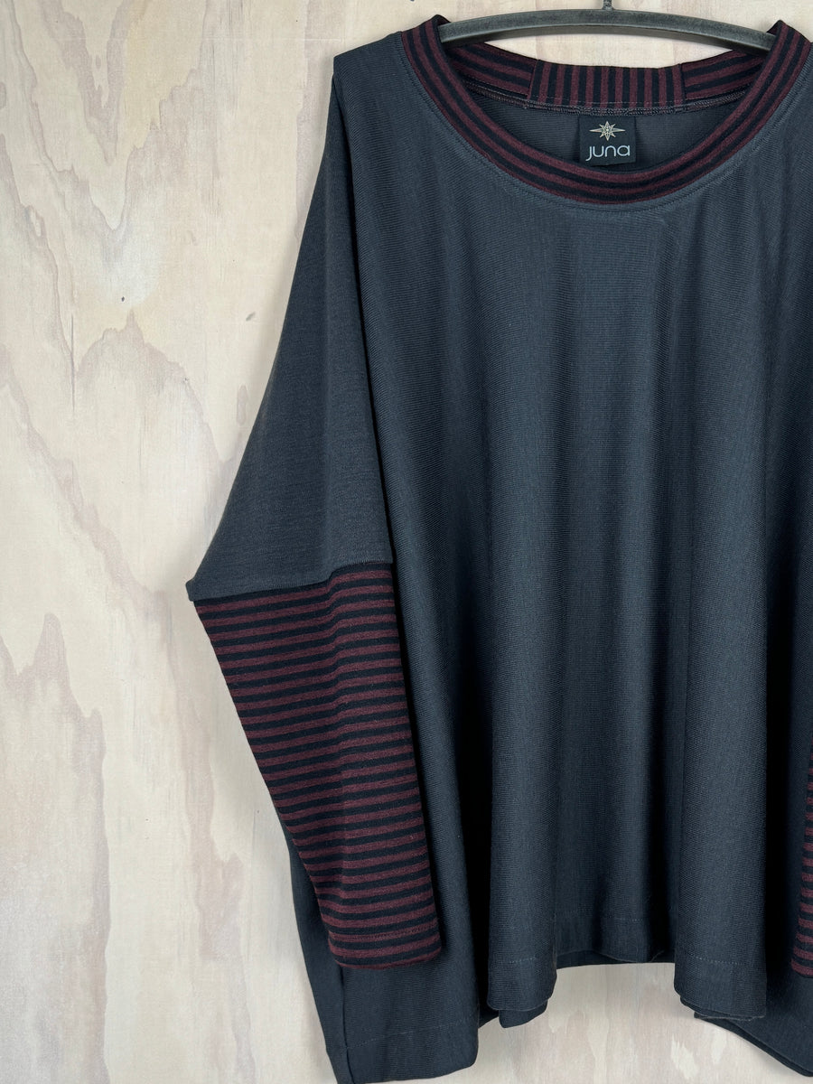 Juna Merino T | Charcoal Stripe Sleeve