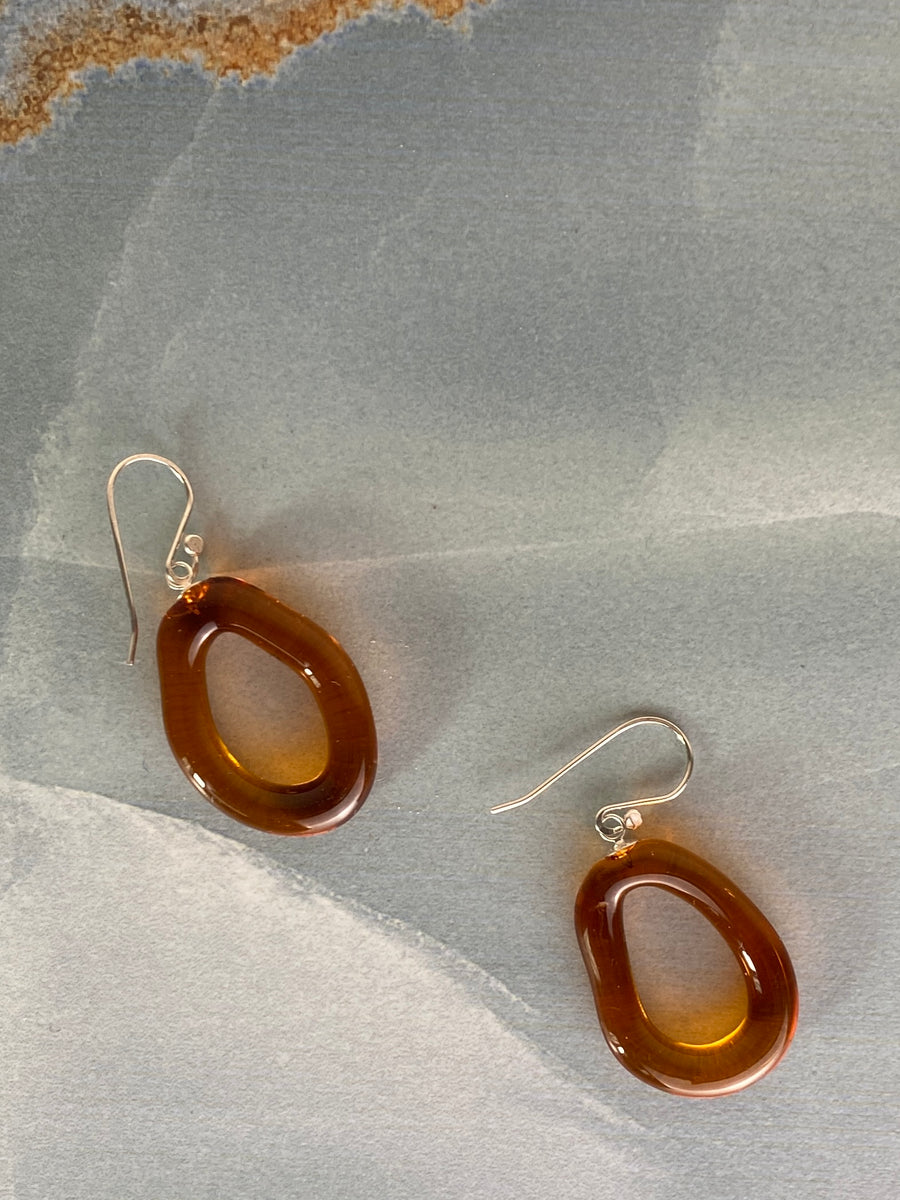 Hollow Loop Glass Earrings | Amber