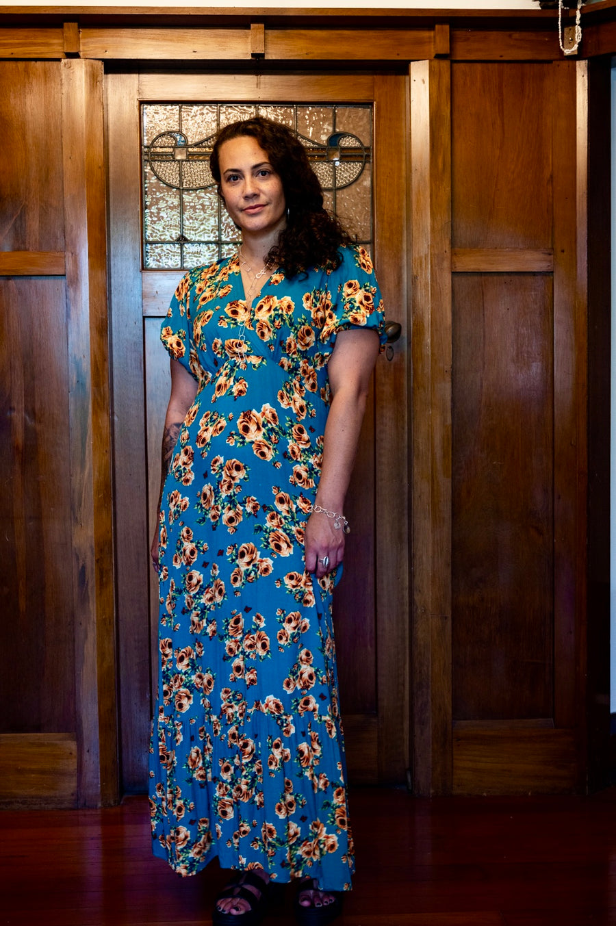 juna maxi dress Juna Teal Rose Maxi Dress – Moa Grey Lynn