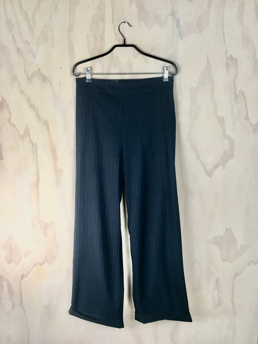 Vesta Cuff Trouser -  Navy Pinstripe
