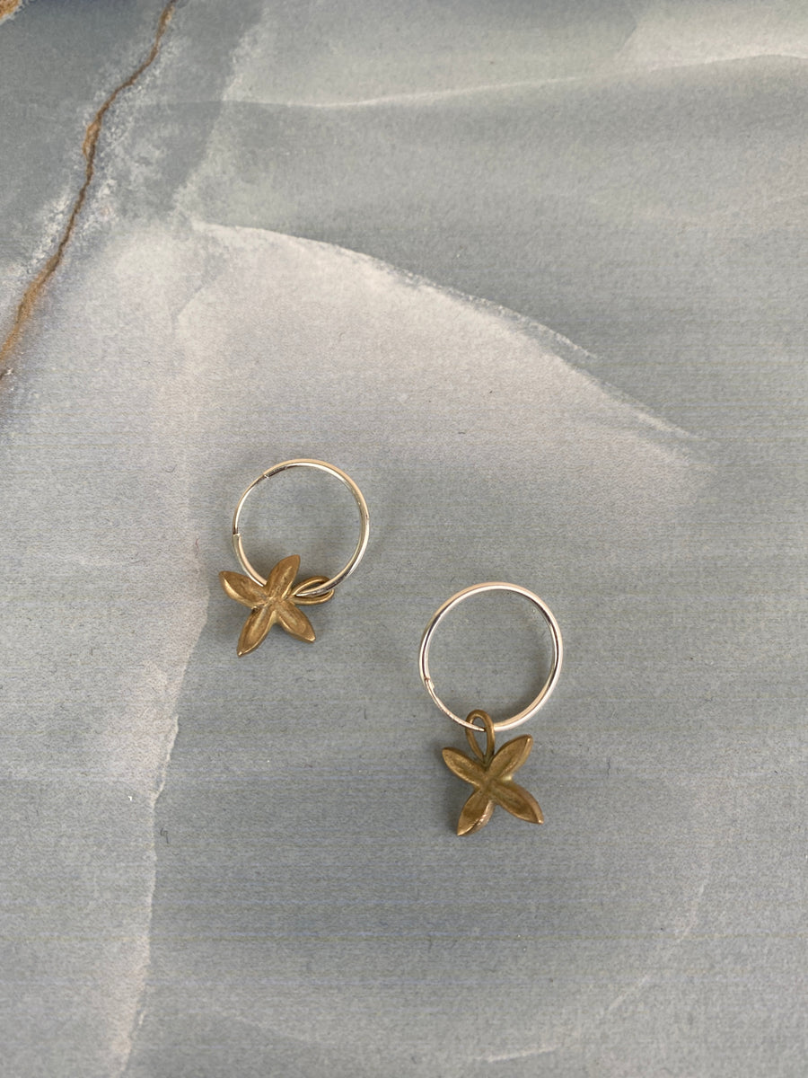 Bronze Frangipani Hoop Earrings - Small