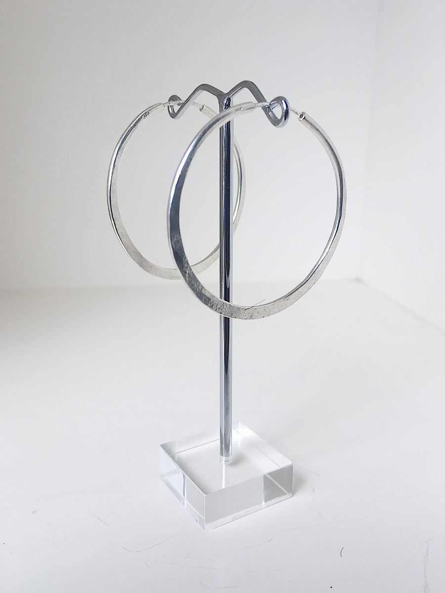 Silver Hoop Earrings -  40mm diameter