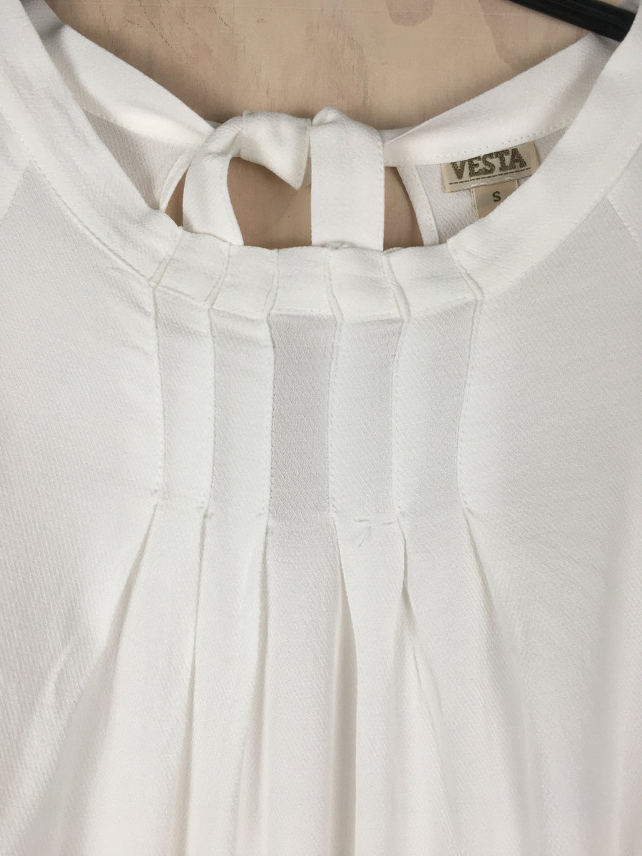 Vesta Ruffle Pleat Top - White