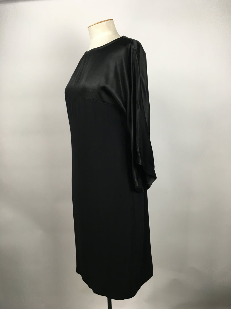 Vesta Mezzo Dress - Black Sateen Crepe